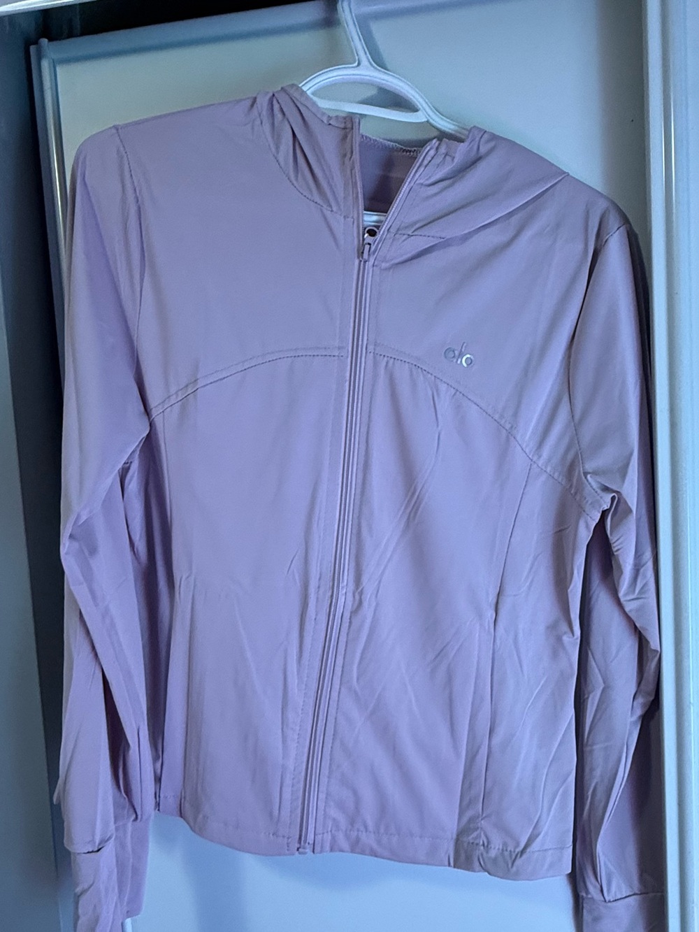 ALO Yoga Light Lavender Zip-Up Hooded Utility Jacket